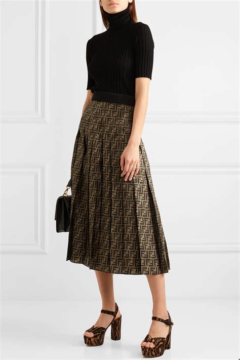 fendi silk skirt|fendi pleated midi skirt.